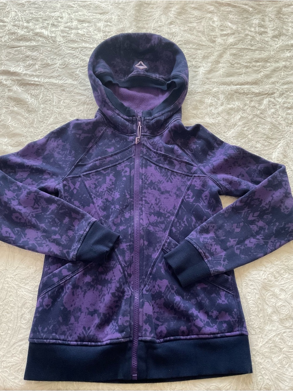 Ivivva Kids Heavy Purple Lined Hoodie with Tie-Dye Accents - Sz 10